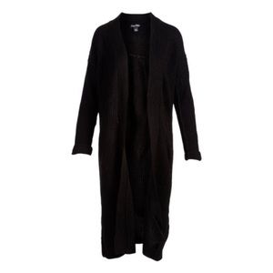 Evelyn Taylor Women’s Black Ribbed Duster Cardigan